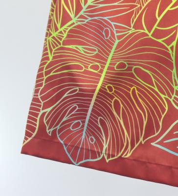 Hula Shantung Pa'u Skirt with Hawaiian Leaf Print / Luxury Collection / Red / J3310rd