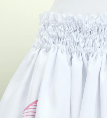 Hula Shantung Pa'u Skirt with Hawaiian Leaf Print / Luxury Collection / White / J3310wh