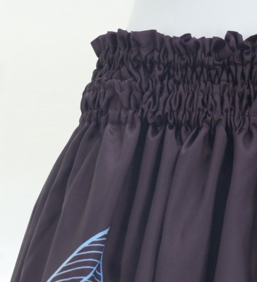 Hula Blouse & Pa'u Set-Up with Hawaiian Leaf Print / Luxury Collection / Dark Purple / J3311dpu