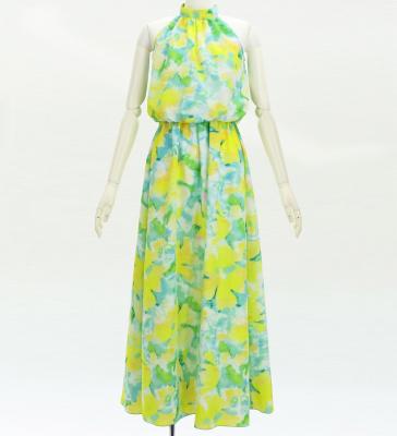 Hula Long Koshibo Dress with Hawaiian Flower Print / Luxury Collection / J3315-3