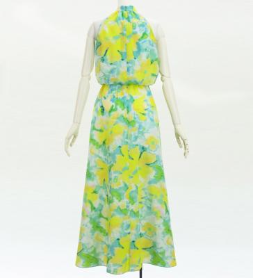 Hula Long Koshibo Dress with Hawaiian Flower Print / Luxury Collection / J3315-3