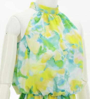 Hula Long Koshibo Dress with Hawaiian Flower Print / Luxury Collection / J3315-3