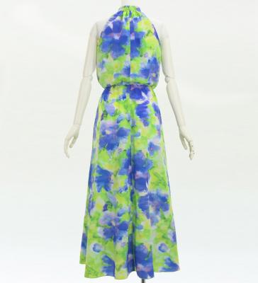 Hula Long Koshibo Dress with Hawaiian Flower Print / Luxury Collection / J3315-4
