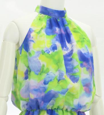 Hula Long Koshibo Dress with Hawaiian Flower Print / Luxury Collection / J3315-4