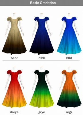 [Gradation]Custom Long Dress With 3gather Frill Puff Sleeves / JC107-gradation-B