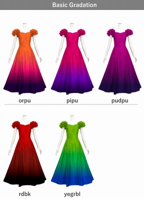 [Gradation]Custom Long Dress With 3gather Frill Puff Sleeves / JC107-gradation-B