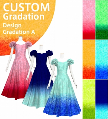 [Gradation]Custom Long Dress With 3gather Frill Puff Sleeves/ Design-Gradation / JC107-gradation-D