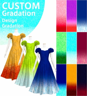 [Gradation]Custom Long Dress With 3gather Frill Puff Sleeves/ Design-Gradation / JC107-gradation-D