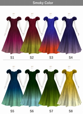 [Gradation]Custom Long Dress With 3gather Frill Puff Sleeves/ Smoky Color Gradation / JC107-gradation-S