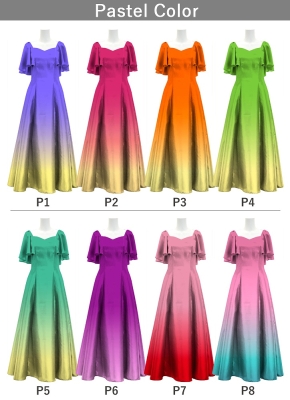 [Gradation]Custom Frill Sleeve Long Dress/ Pastel Color Gradation / JC22-gradation-P