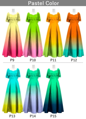 [Gradation]Custom Frill Sleeve Long Dress/ Pastel Color Gradation / JC22-gradation-P