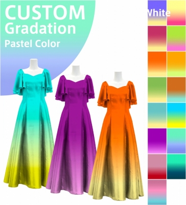 [Gradation]Custom Frill Sleeve Long Dress/ Pastel Color Gradation / JC22-gradation-P