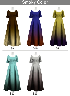 [Gradation]Custom Frill Sleeve Long Dress/ Smoky Color Gradation / JC22-gradation-S