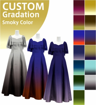 [Gradation]Custom Frill Sleeve Long Dress/ Smoky Color Gradation / JC22-gradation-S