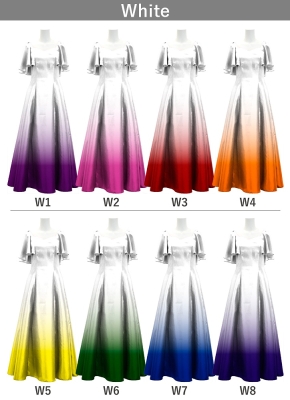 [Gradation]Custom Frill Sleeve Long Dress/ White Color Gradation / JC22-gradation-W