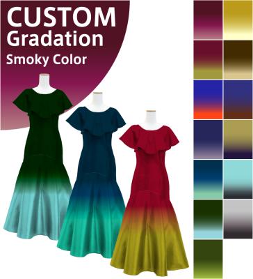 [Gradation] Custom Ruffled Collar Mermaid Dress with Shantung / Smoky Color-Gradation / JC27-gradation-S