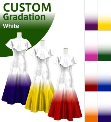 [Gradation] Custom Ruffled Collar Mermaid Dress with Shantung / White Color-Gradation / JC27-gradation-W