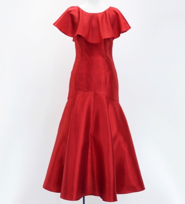 Custom ruffled collar Long Dress / JC27-solid
