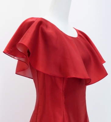 Custom ruffled collar Long Dress / JC27-solid