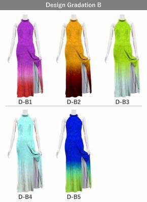 [Gradation]Custom Long Slit Dress with Velvet/ Design-Gradation / JC29-gradation-D
