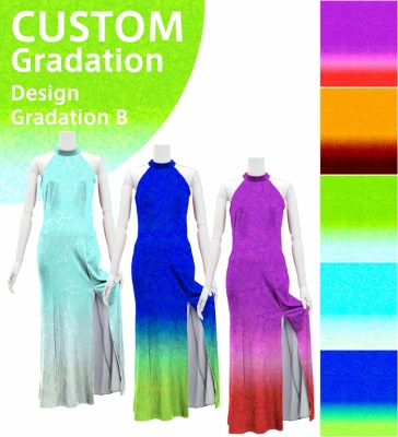 [Gradation]Custom Long Slit Dress with Velvet/ Design-Gradation / JC29-gradation-D