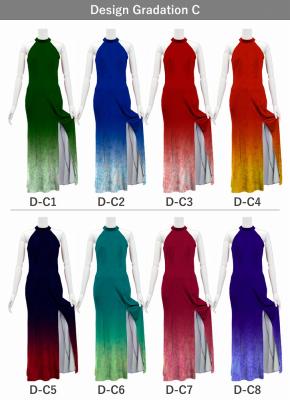[Gradation]Custom Long Slit Dress with Velvet/ Design-Gradation / JC29-gradation-D