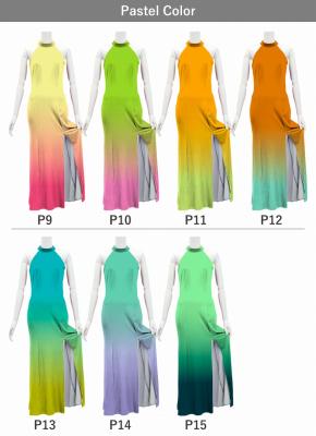 [Gradation]Custom Long Slit Dress with Velvet/ Pastel Color Gradation / JC29-gradation-P