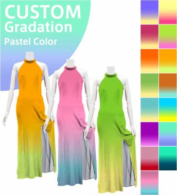 [Gradation]Custom Long Slit Dress with Velvet/ Pastel Color Gradation / JC29-gradation-P