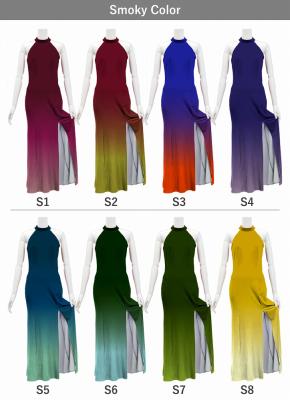 [Gradation]Custom Long Slit Dress with Velvet/ Smoky Color Gradation / JC29-gradation-S