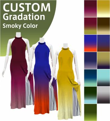 [Gradation]Custom Long Slit Dress with Velvet/ Smoky Color Gradation / JC29-gradation-S