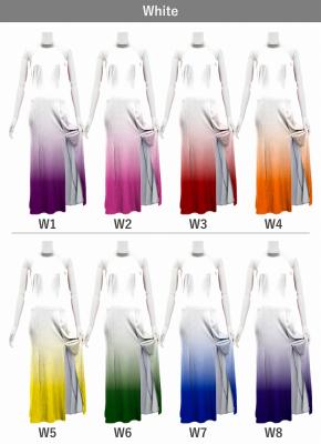 [Gradation]Custom Long Slit Dress with Velvet/ White Color Gradation / JC29-gradation-W