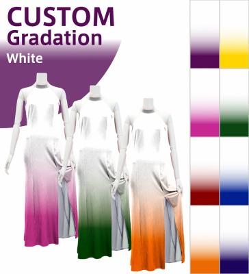 [Gradation]Custom Long Slit Dress with Velvet/ White Color Gradation / JC29-gradation-W