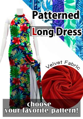 Custom Long Slit Dress with Velvet  / JC29-pattern