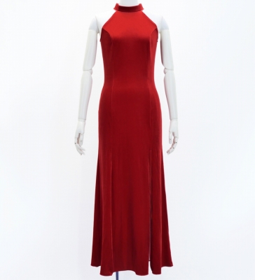 Custom Long Slit Dress with Velvet  / JC29-pattern