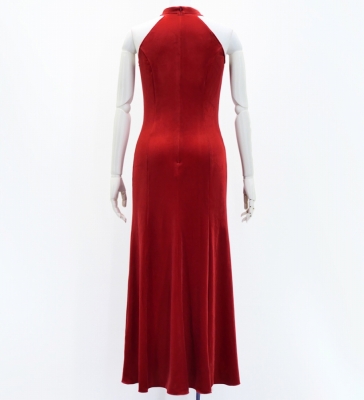 Custom Long Slit Dress with Velvet  / JC29-pattern