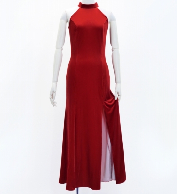 Custom Long Slit Dress with Velvet  / JC29-pattern