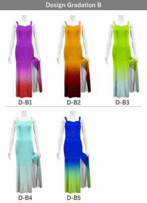 [Gradation]Custom Long Slit Dress with Velvet/ Design-Gradation / JC30-gradation-D