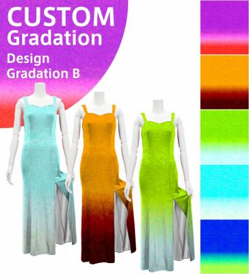 [Gradation]Custom Long Slit Dress with Velvet/ Design-Gradation / JC30-gradation-D