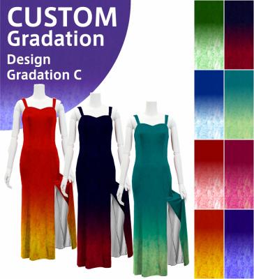 [Gradation]Custom Long Slit Dress with Velvet/ Design-Gradation / JC30-gradation-D