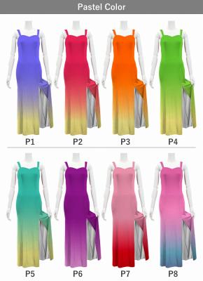 [Gradation]Custom Long Slit Dress with Velvet/ Pastel Color Gradation / JC30-gradation-P