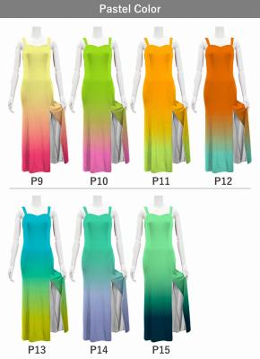 [Gradation]Custom Long Slit Dress with Velvet/ Pastel Color Gradation / JC30-gradation-P
