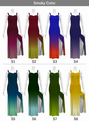 [Gradation]Custom Long Slit Dress with Velvet/ Smoky Color Gradation / JC30-gradation-S