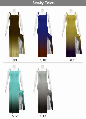 [Gradation]Custom Long Slit Dress with Velvet/ Smoky Color Gradation / JC30-gradation-S