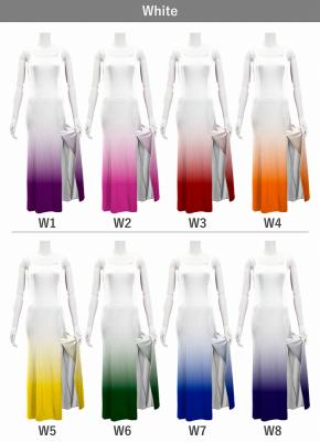 [Gradation]Custom Long Slit Dress with Velvet/ White Color Gradation / JC30-gradation-W