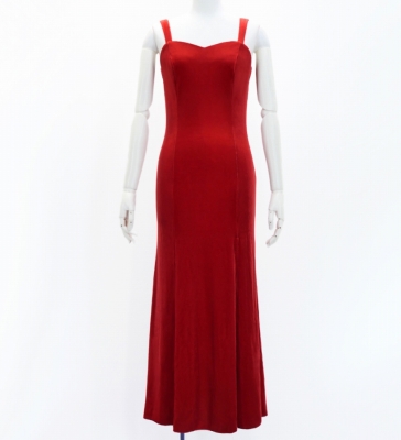 Custom Long Slit Dress with Velvet / JC30-solid
