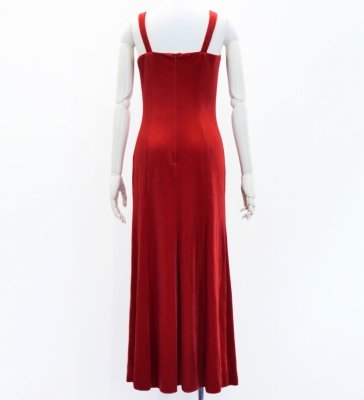 Custom Long Slit Dress with Velvet / JC30-solid
