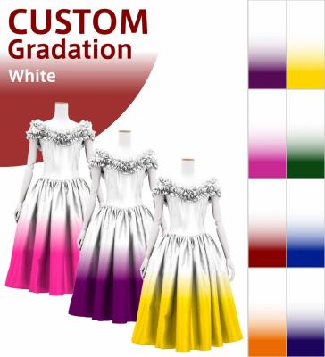 [Gradation]Custom Midi Dress with Shantung/ White Color Gradation / JC36-gradation-W