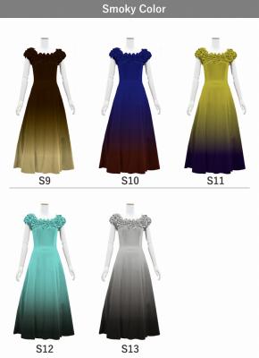 [Gradation]Custom Long Off Shoulder Dress/ Smoky Color Gradation / JC37-gradation-S