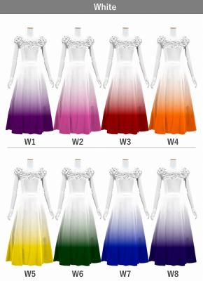 [Gradation]Custom Long Off Shoulder Dress/ White Color Gradation / JC37-gradation-W