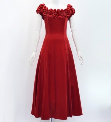Custom Long Off Shoulder Dress  / JC37-solid